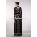 Wholesale Black Long Sleeve Lace Evening Dress Embroidered Elegant Prom Dress High Neck Prom Dresses